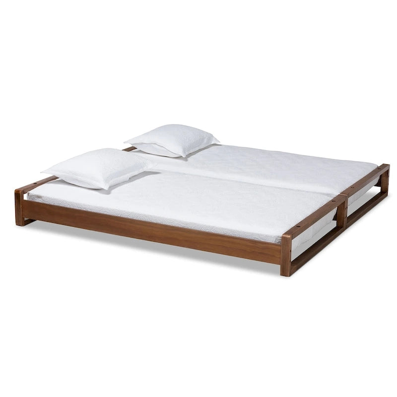 Uitschuifbaar tweepersoonsbed (uitbreidbaar tot kingsize) – Notenbruin