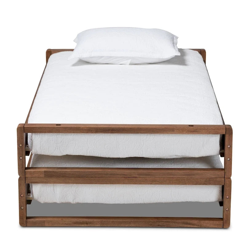 Uitschuifbaar tweepersoonsbed (uitbreidbaar tot kingsize) – Notenbruin