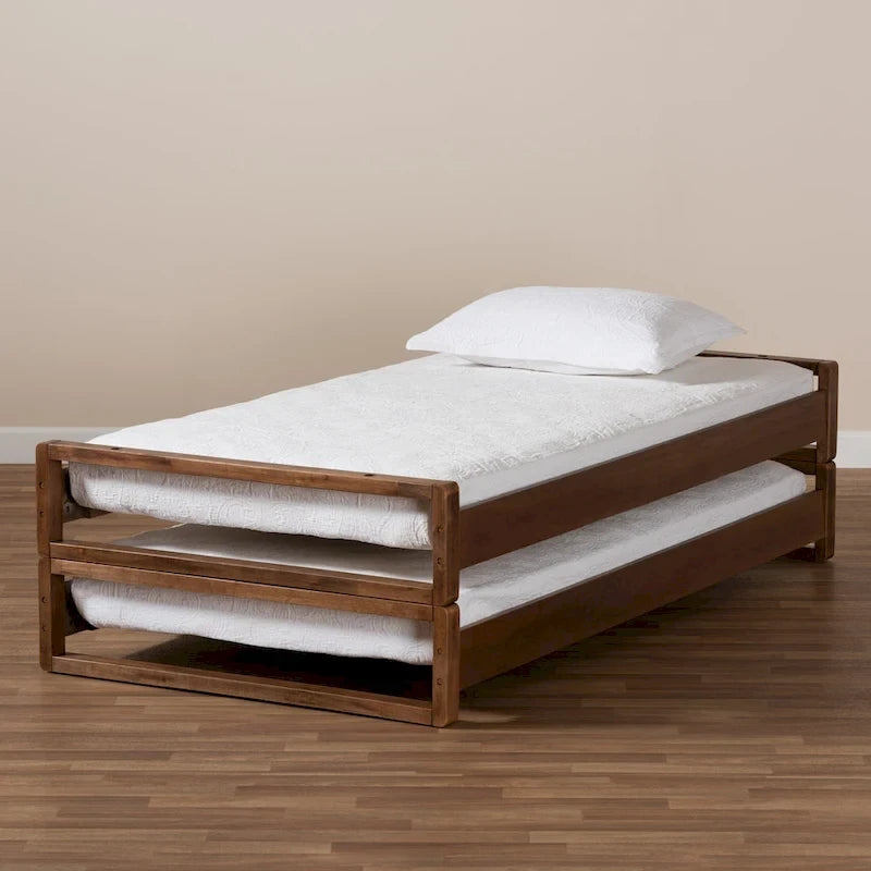 Uitschuifbaar tweepersoonsbed (uitbreidbaar tot kingsize) – Notenbruin