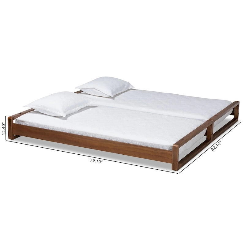 Uitschuifbaar tweepersoonsbed (uitbreidbaar tot kingsize) – Notenbruin