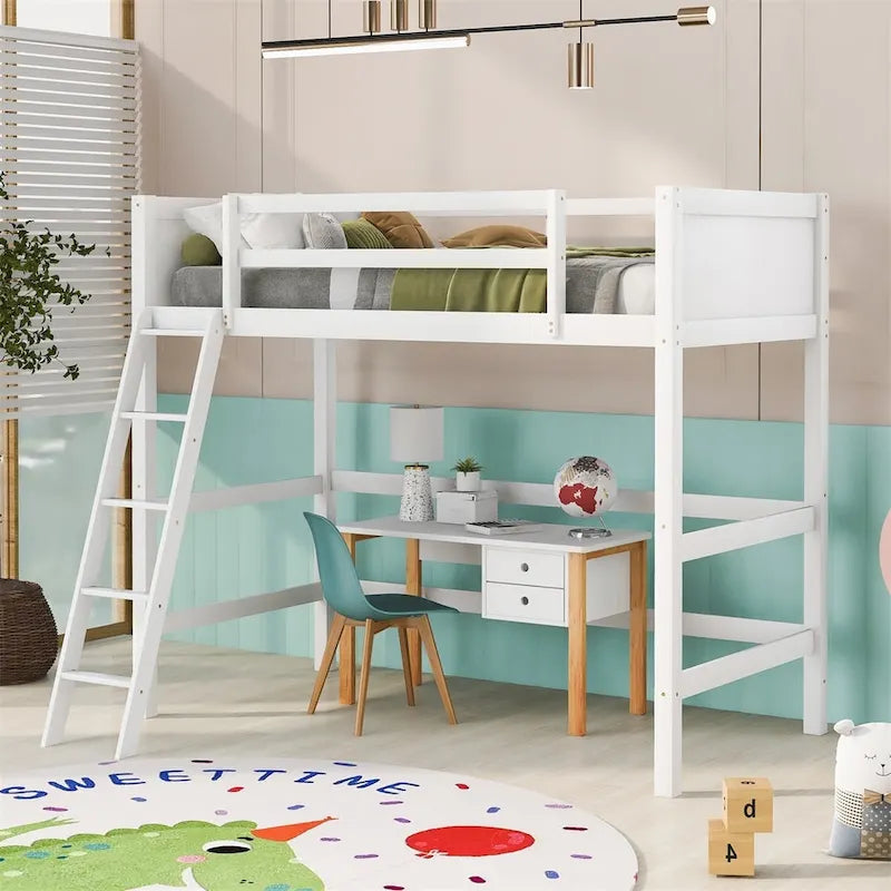 Merax Solid Wood Twin Size Loft Bed with Ladder