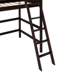 Massief houten hoogslaper voor twee personen met ladder