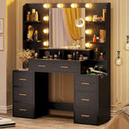 Kaptafel met Glazen Blad, Spiegel en Verlichting