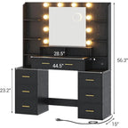 Kaptafel met Glazen Blad, Spiegel en Verlichting