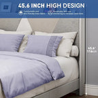 Queen/King Linnen Bedframe met Opbergruimte en Geometrisch Hoofdbord