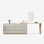 55,2 inch witte hoek kaptafel in L-vorm met 6 laden