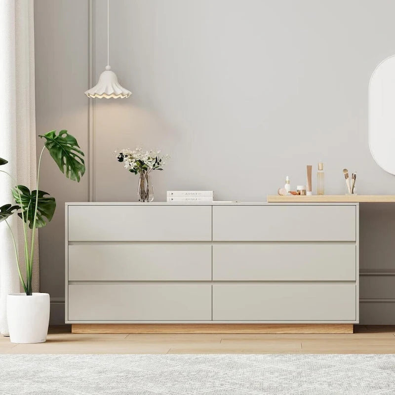 55,2 inch witte hoek kaptafel in L-vorm met 6 laden