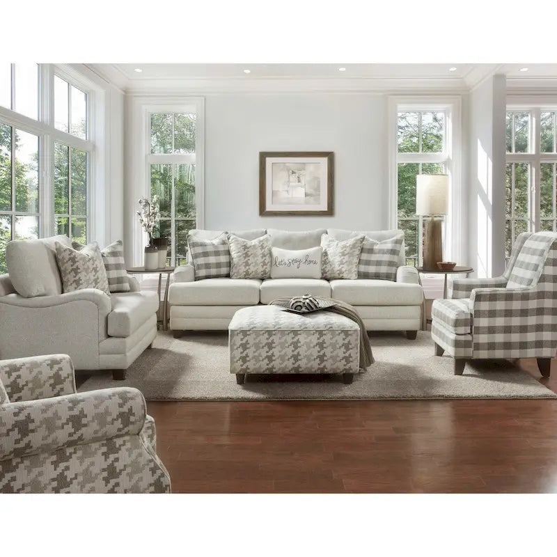 Buffalo Check Accentfauteuil – Gebroken wit & Grijs