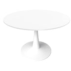 40-inch ronde eettafel met MDF houten blad en stalen trompetvoet