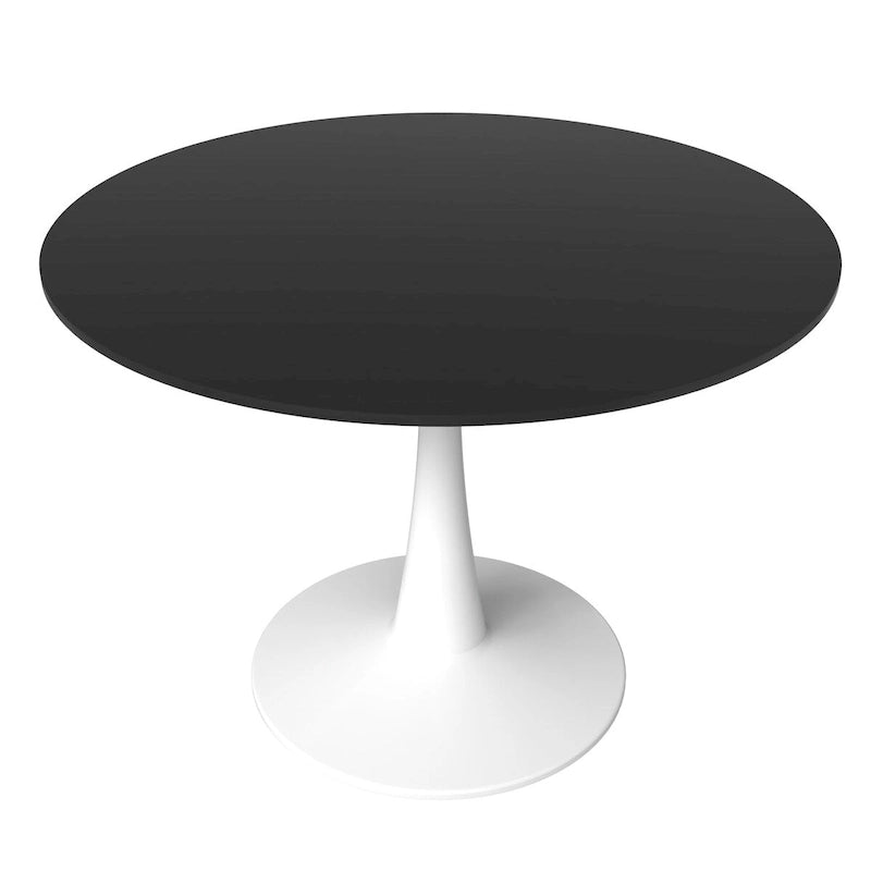 40-inch ronde eettafel met MDF houten blad en stalen trompetvoet
