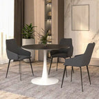 40-inch ronde eettafel met MDF houten blad en stalen trompetvoet