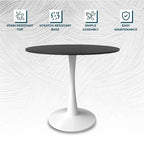 40-inch ronde eettafel met MDF houten blad en stalen trompetvoet