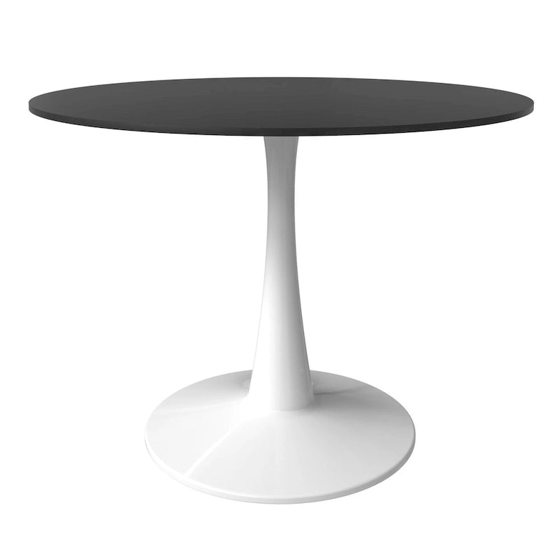 40-inch ronde eettafel met MDF houten blad en stalen trompetvoet