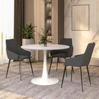40-inch ronde eettafel met MDF houten blad en stalen trompetvoet