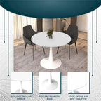 40-inch ronde eettafel met MDF houten blad en stalen trompetvoet