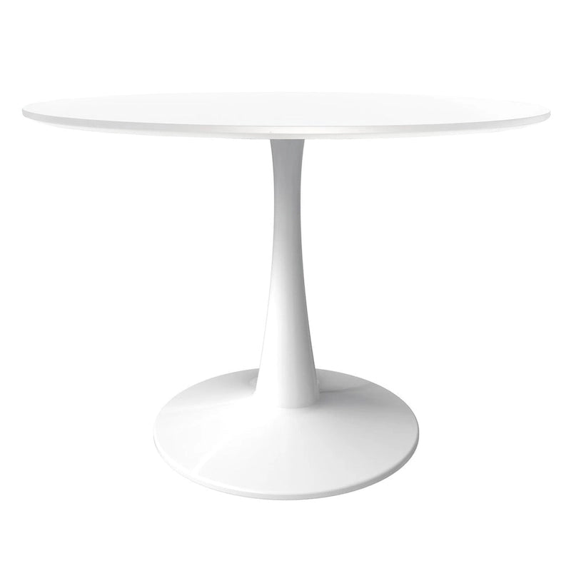 40-inch ronde eettafel met MDF houten blad en stalen trompetvoet