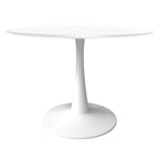 40-inch ronde eettafel met MDF houten blad en stalen trompetvoet