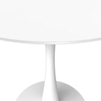 40-inch ronde eettafel met MDF houten blad en stalen trompetvoet