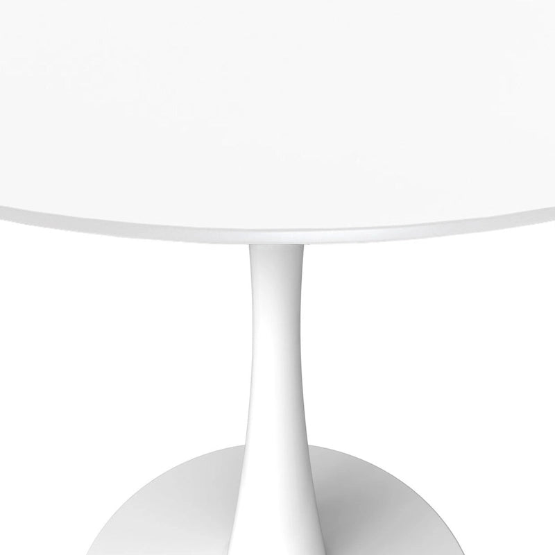 40-inch ronde eettafel met MDF houten blad en stalen trompetvoet