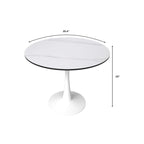 40-inch ronde eettafel met MDF houten blad en stalen trompetvoet