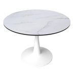 40-inch ronde eettafel met MDF houten blad en stalen trompetvoet