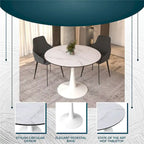 40-inch ronde eettafel met MDF houten blad en stalen trompetvoet