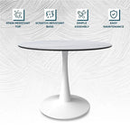 40-inch ronde eettafel met MDF houten blad en stalen trompetvoet