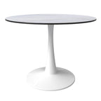 40-inch ronde eettafel met MDF houten blad en stalen trompetvoet