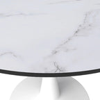 40-inch ronde eettafel met MDF houten blad en stalen trompetvoet
