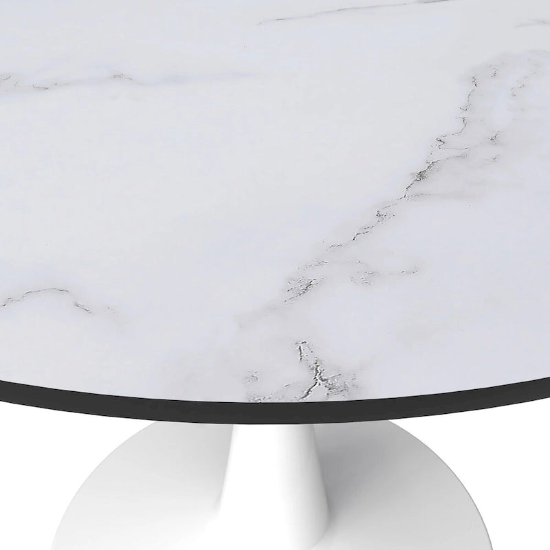 40-inch ronde eettafel met MDF houten blad en stalen trompetvoet
