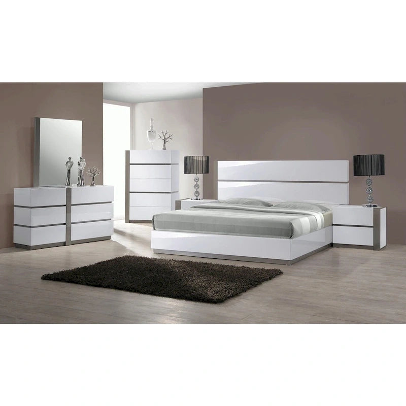 Modern Hoogglans Wit & Grijs Platform Bed