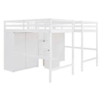 Double Twin Loft Beds with Wardrobes and Staircase