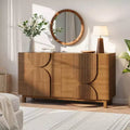 Moderne geometrische ladekast met 6 lades, brede opbergkast met halve cirkelaccenten voor slaapkamer en woonkamer