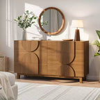 Moderne geometrische ladekast met 6 lades, brede opbergkast met halve cirkelaccenten voor slaapkamer en woonkamer