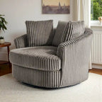 Oversized 43" B brede pluche fluwelen draaibare tonvormige stoel met verzonken armleuningen