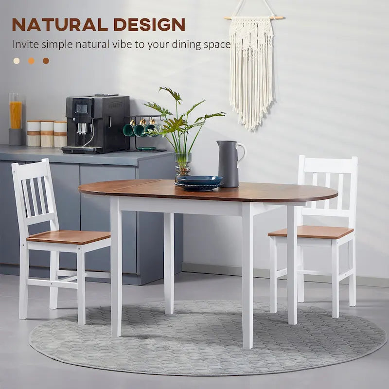 HOMCOM 55 massief houten keukentafel, klaptafel voor kleine ruimtes, opvouwbare eettafel