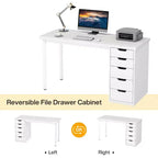 Lantine Computer Desk with 5 Drawers, 47 inches Modern Simple Home Office Desk Study Writing Table for Small Spaces