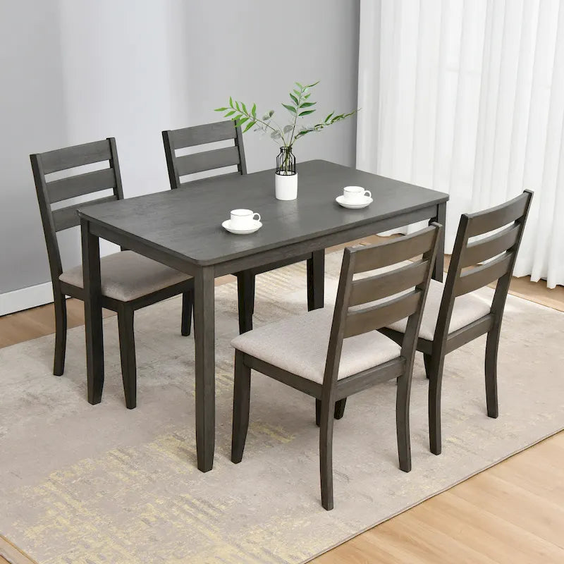 Set van 4 houten eetkamerstoelen met lattenrug
