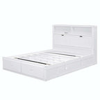 Wood Queen Size Hydraulic Platform Bed with Storage LED Headboard