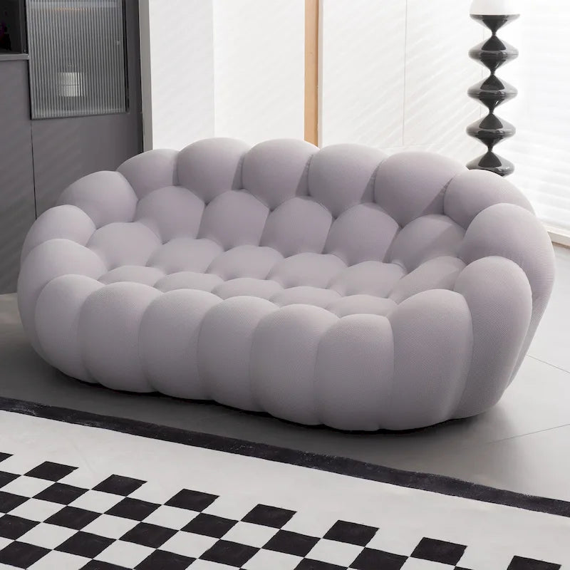 2-zits Bubble gebogen relaxbank, honingraatvorm met 3D-textielstof voor woonkamer, salon en appartement