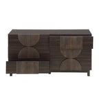 Moderne geometrische ladekast met 6 lades, brede opbergkast met halve cirkelaccenten voor slaapkamer en woonkamer