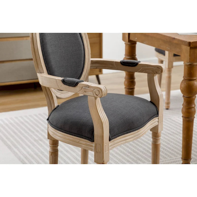 Set van 2 gestoffeerde eetkamerstoelen met armleuningen