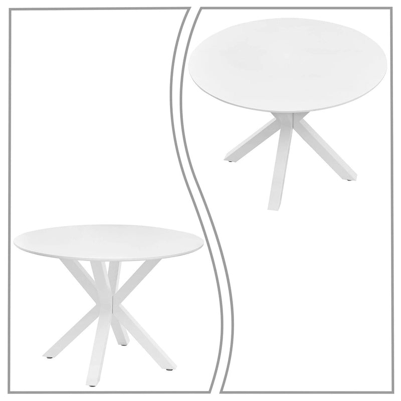 Modern minimalist ronde eettafel met MDF-blad en metalen poten