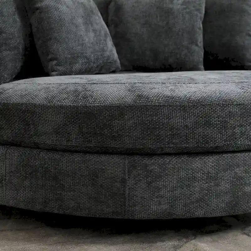 Moderne fauteuil, ronde accent-tonfauteuil met 5 kussens en optionele voetenbank