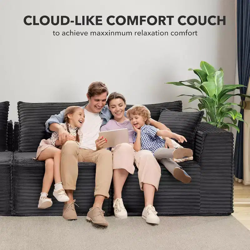 107/ 137 Modulaire Sectiebank Cloud Couch,Diepe Zitting Zonder Frame Bank,Ombouwbare Comfortabele Vloerbanken met Hockers en Memory Foam