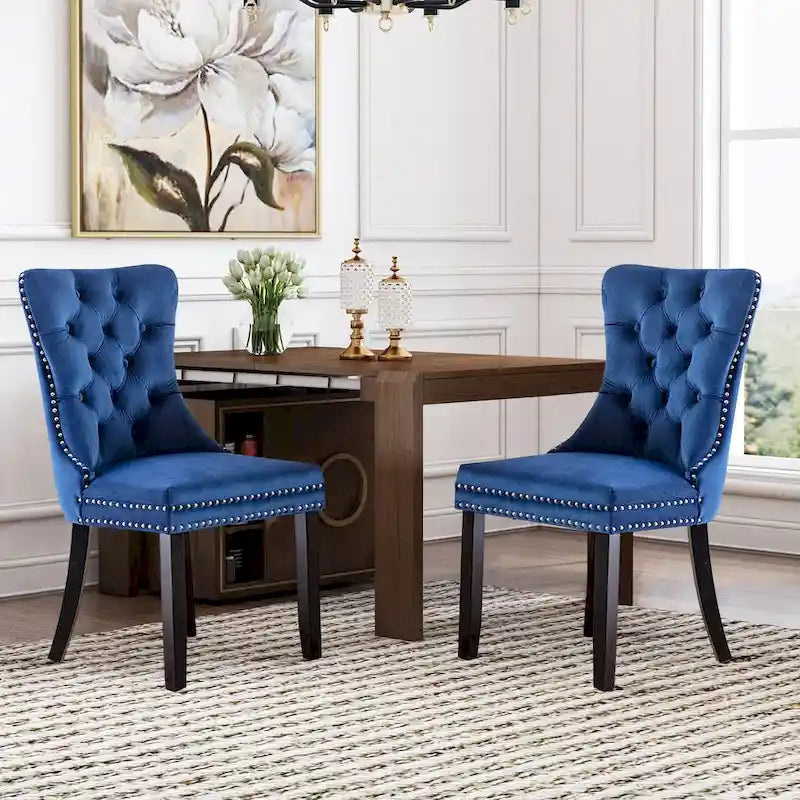 Eetkamerstoelen set van 6, luxe gestoffeerde fluwelen keukenstoelen, zijstoel met gevoerde zitting, rugleuning en poten van massief hout - N.v.t.