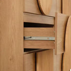 Moderne geometrische ladekast met 6 lades, brede opbergkast met halve cirkelaccenten voor slaapkamer en woonkamer