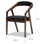 5-delige eetkamerset van grijze stof in mid-century stijl van Baxton Studio