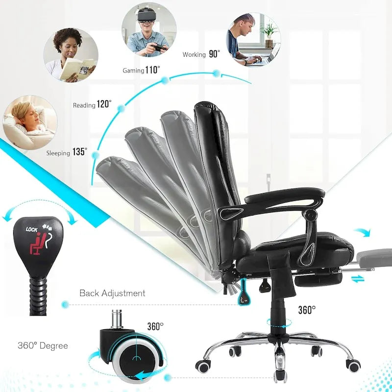 AECOJOY Heated Executive Office Chair w/ Massage &Adjustable Height