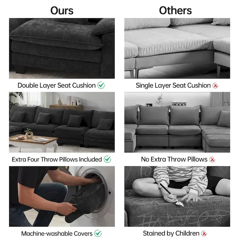 Modular Sectional Sofa Set Convertible Sectional Sleeper Sofa with Chaise for Apartment